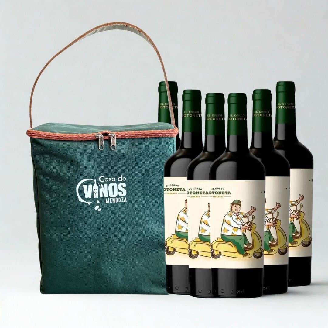 Bolso Porta Vinos más El Gordo Motoneta x 6 unidades