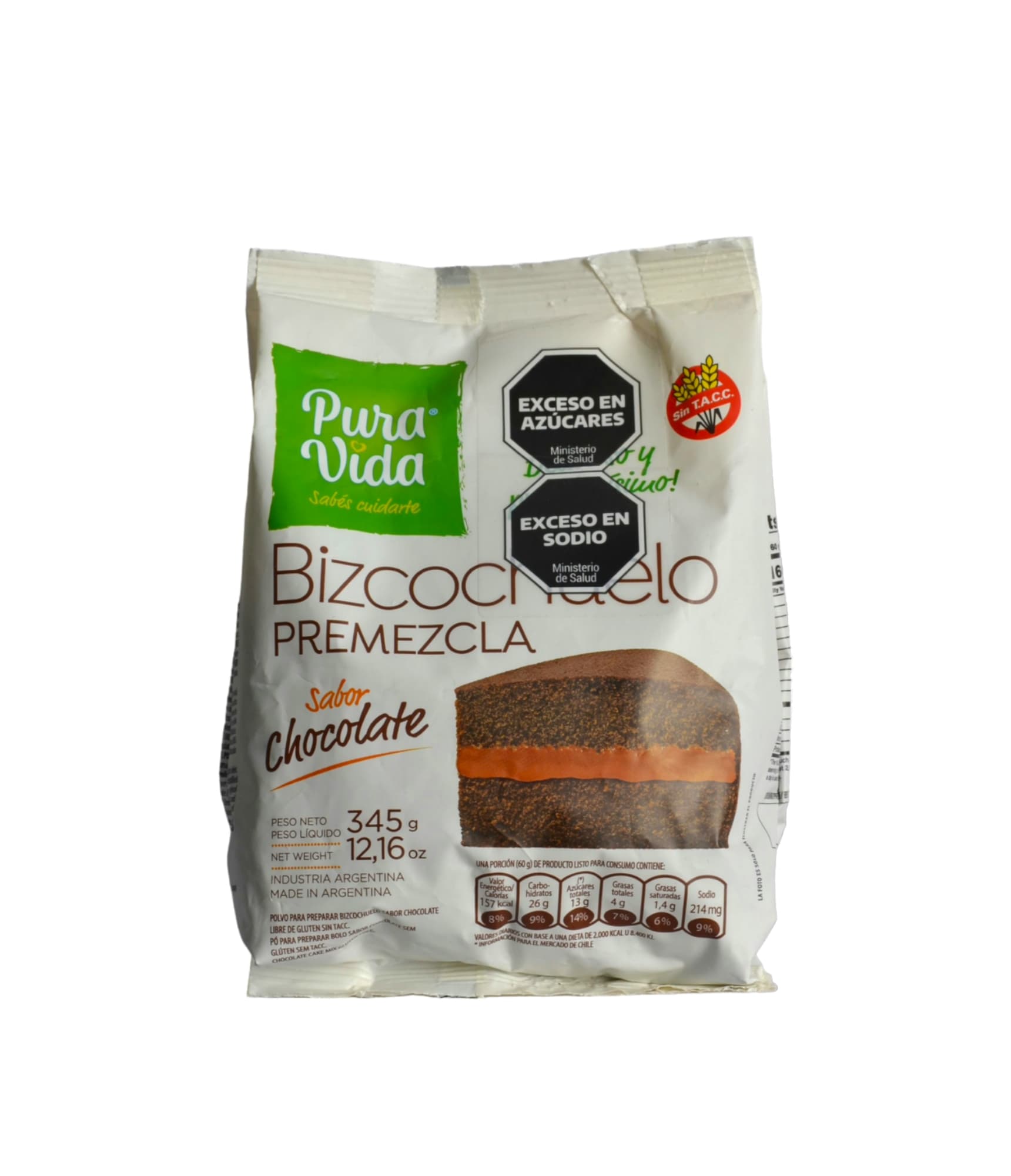 PURA VIDA PREMEZCLA BIZCOCHUELO CHOCOLATE S/TACC