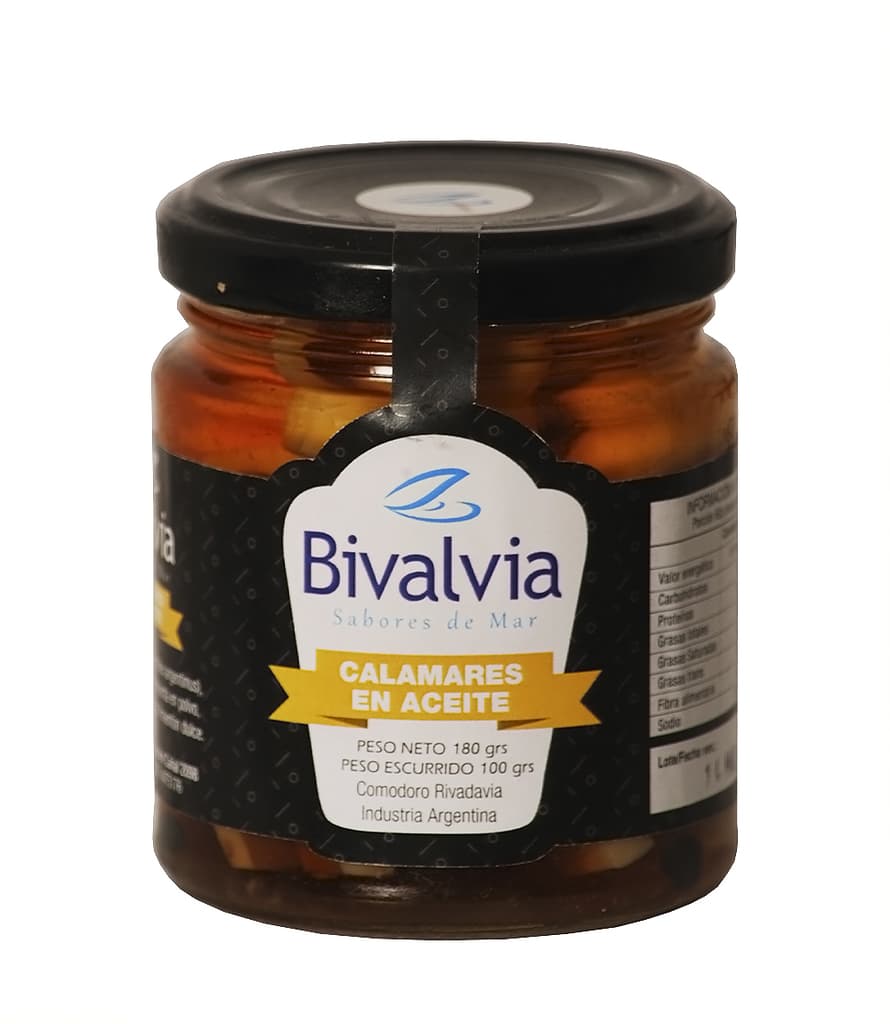 BIVALVIA CALAMARES EN ACEITE X 180 GRS