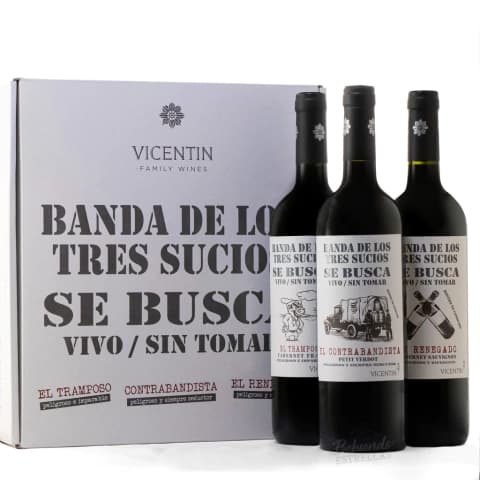 Estuche De La Banda De Los Tres Sucios X 3 Botellas 750 Ml
