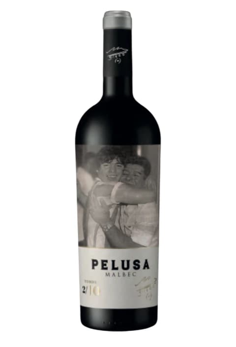 Vino Tinto Pelusa Maradona Malbec 750 Con Foto Inedita 2/10