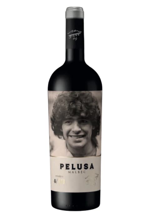 Vino Tinto Pelusa Maradona Malbec 750 Con Foto Inedita 4/10