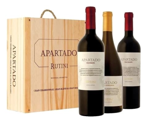 Estuche Madera Rutini Gran Apartado X 3 Botellas 750 Ml