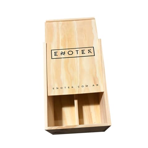 CAJA DE MADERA PARA 2 BOTELLAS CON SEPARADOR