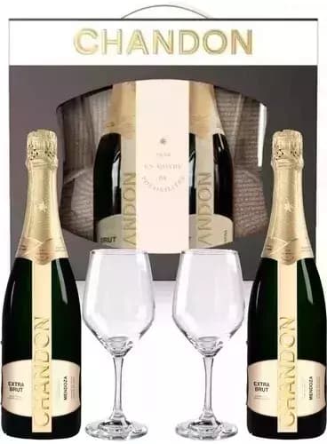 ESTUCHE CHANDON EXTRA BRUT x 2 und CON 2 COPAS