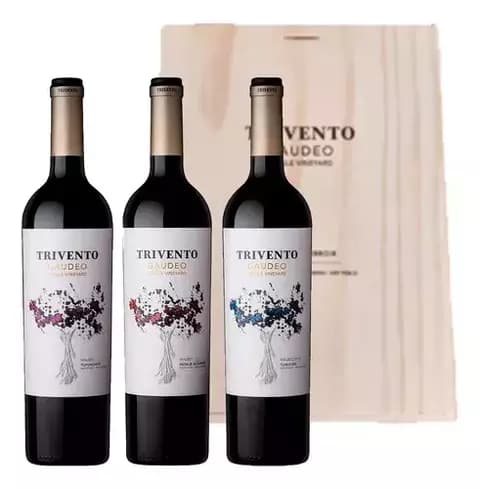 TRIVENTO GAUDEO ESTUCHE DE MADERA CON 3 VINOS COLECCION DE TERROIRS