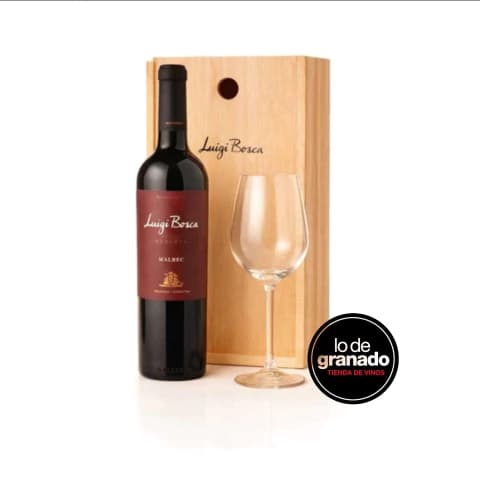 Set vino Malbec con copa y caja Luigi Bosca