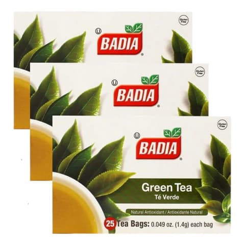 Pack 3 Té Badia Verde Saquitos - 25 Unidad - 1 x 37 Grms