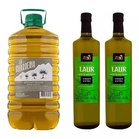 Bidon 5l Aceite Oliva Virgen Extra Guarderia + 2 Laur 1000cc