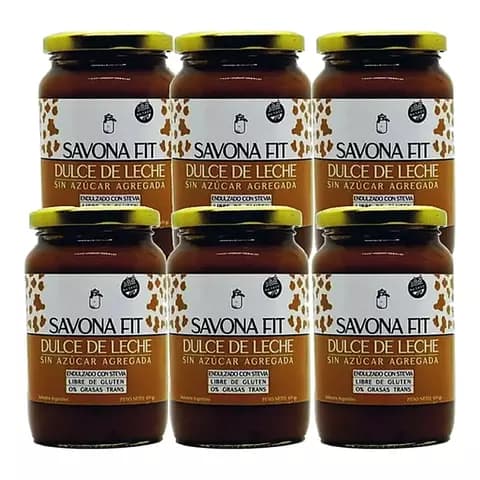Dulce De Leche Con Stevia Savona Fit Sin Azucar 6 Frascos