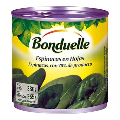 Espinaca En Hojas Bonduelle 380 Gr Origen Francia