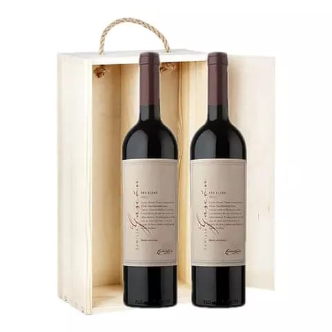 Estuche Madera Vino Familia Gascon Roble Red Blend X750cc X2