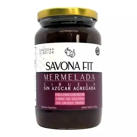 Mermelada Savona Fit Ciruela Sin Azúcar X 400grms