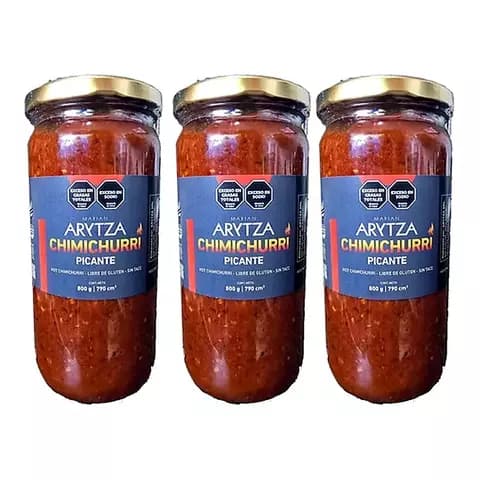 Pack 3 Chimichurri Etiqueta Negra Picante Arytza X800grms