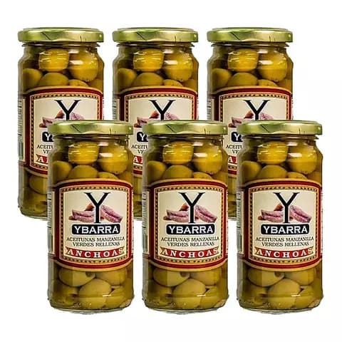 Pack 6 Aceitunas Rellenas Con Anchoa 240g Ybarra España