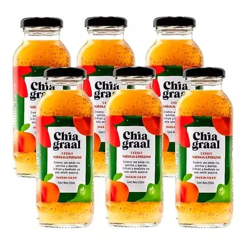 Pack 6 Jugos Chia Graal De Naranja Durazno & Chia X 250ml