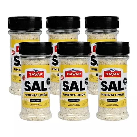 Pack 6 Sal Fina Gavar Cítrica Pimienta Con Limón Frasco X330