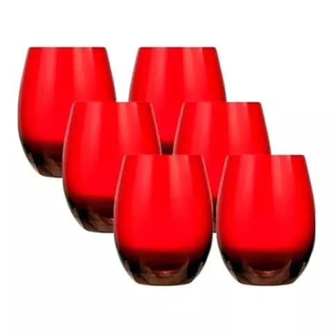 Vaso Cristal Rojo Rics X600 Cristaleria San Carlos Caja X6