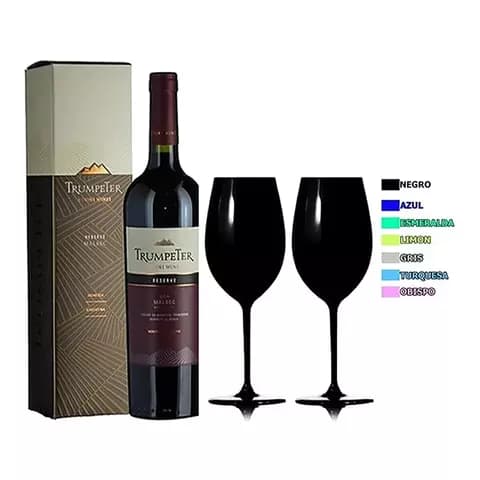 Vino Estuche Trumpeter Malbec +2 Copas Cristal S Carlos