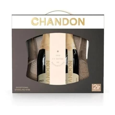 Vino Espumante Chandon Estuche Con Dos Botellas Y Dos Copas
