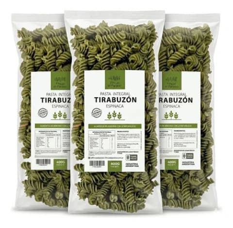Pack 3 Pasta Integral Tirabuzón Espinaca Fincas El Paraíso X 500Gr