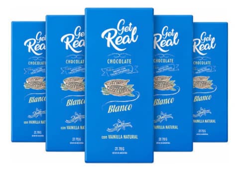 Pack 5 Chocolate Blanco Vainilla Get Real Orgánico Tableta 70g