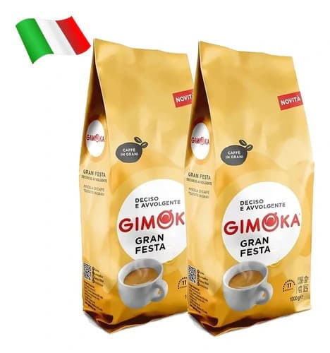 Cafe Gimoka Tostado En Granos Gran Festa Pack 2X1Kg Italia