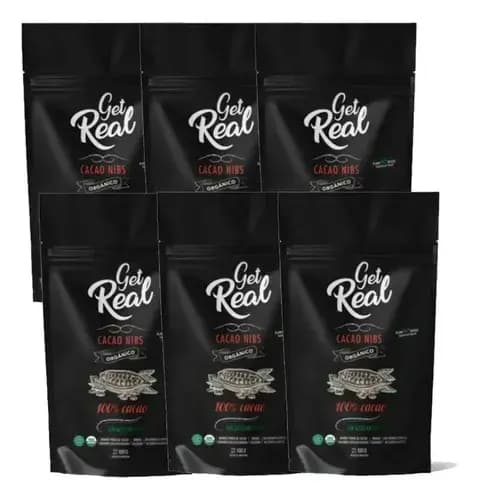 Nibs De Cacao 100% Organico Get Real Pack 6 X 100 x Grs