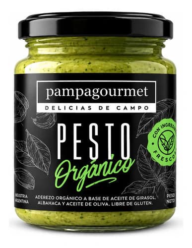 Pesto De Albahaca Organico Sin Tacc Pampagourmet 170 G