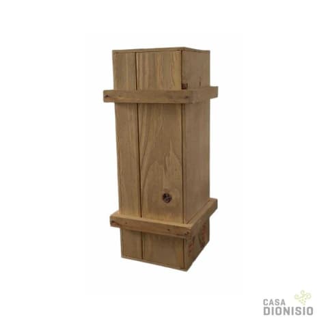 Caja Rústica en madera para 1 botella con clavos
