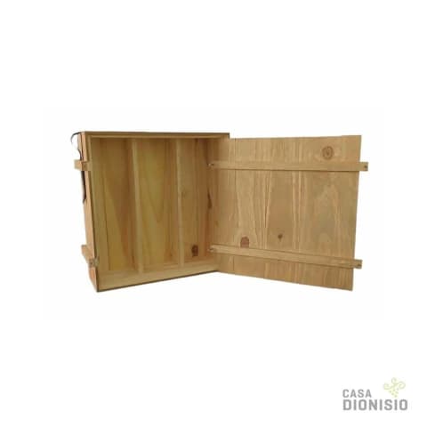 Caja Rústica en madera para 3 botellas con clavos