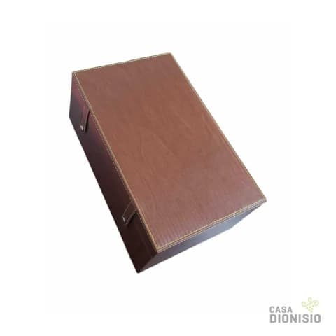 Estuche forrado en Cuero para 2 botellas con Set de Pocker de 200 fichas