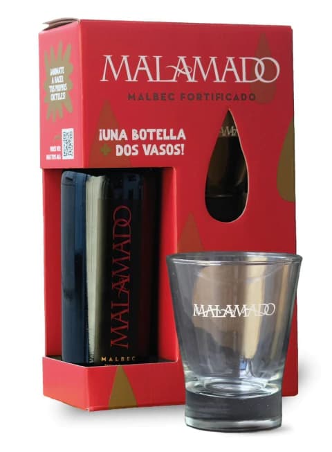 Malamado Malbec Estuche Carton + 2 vasos