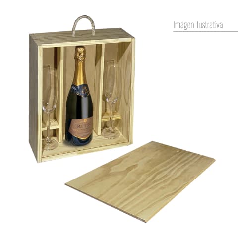 Estuche para 1 botella de champagne atpico & 2 copas (No incluye botella)