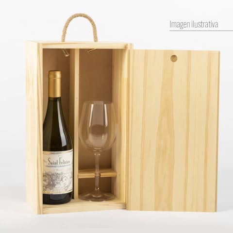 Estuche para 1 botella de vino & 1 copa (No incluye botella)