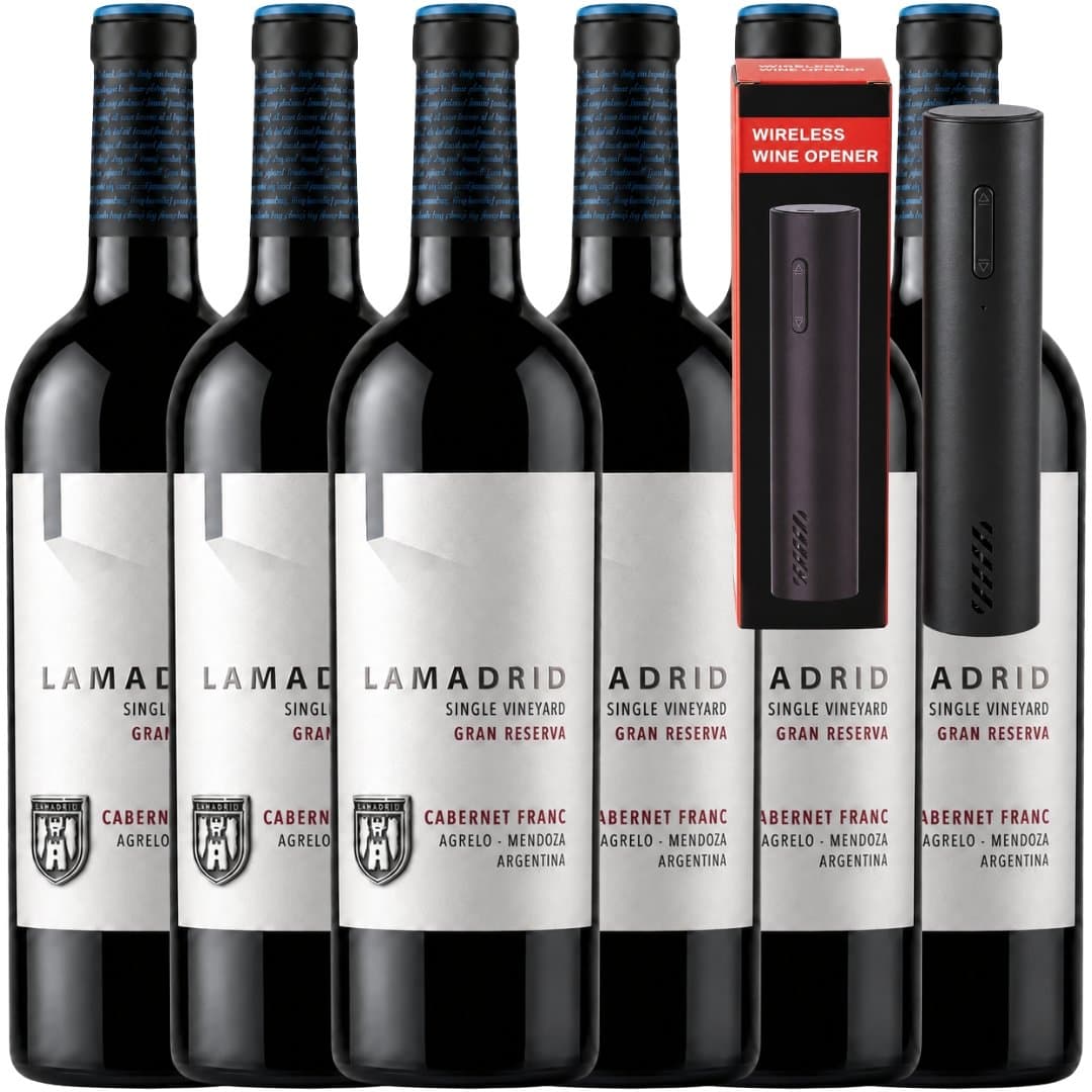 Vino Lamadrid Gran Reserva Cabernet Franc 750ml x6 unidades+ ¡Regalo! Destapador Eléctrico