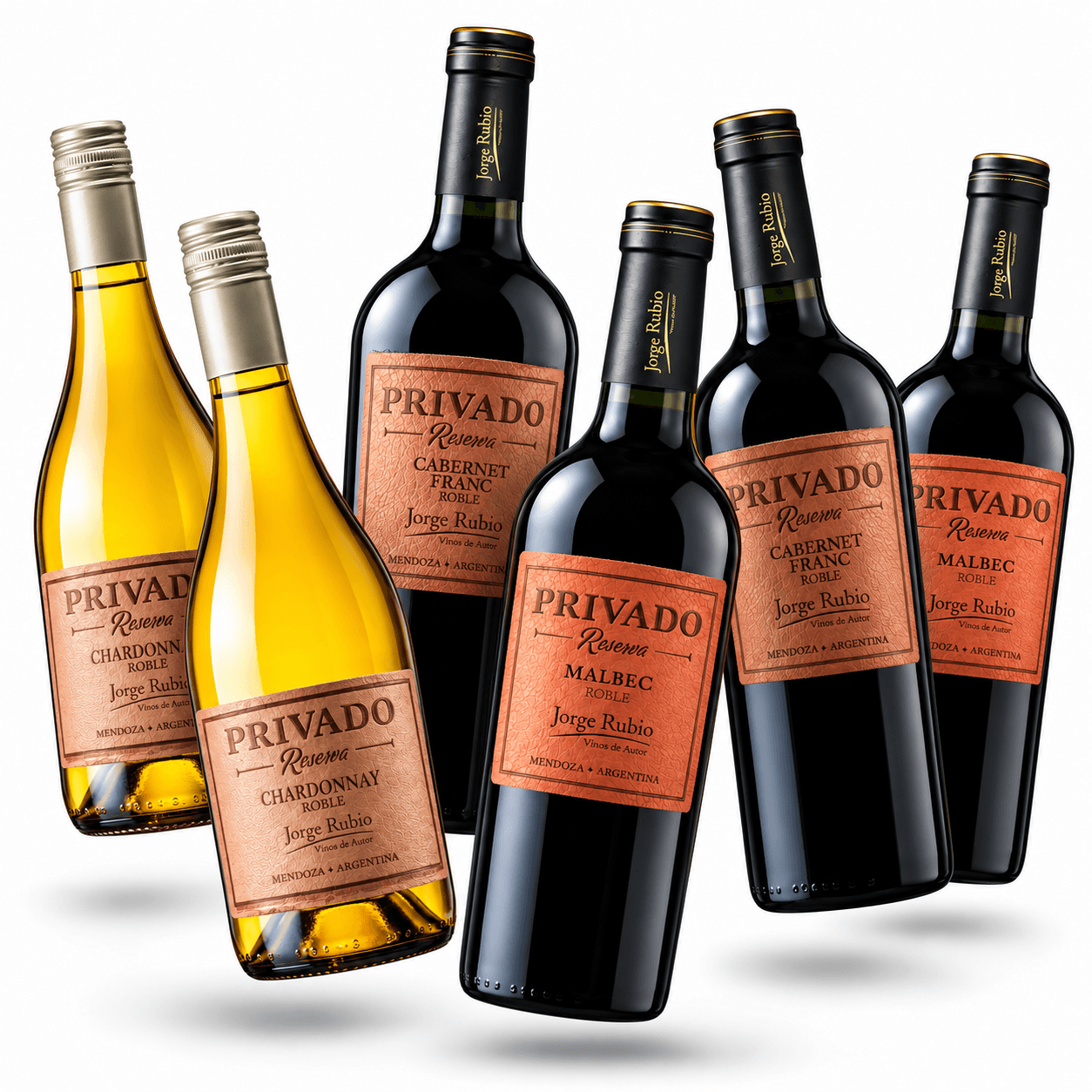 Mix Jorge Rubio Privado Reserva 750ml x6 unidades | Malbec, Pinot Noir y Chardonnay