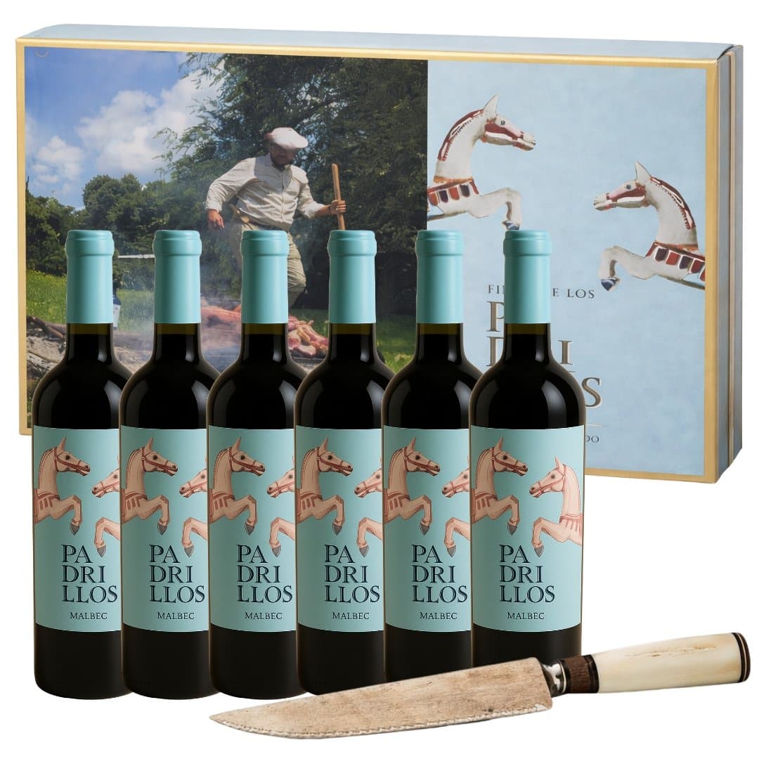 Estuche Vino Padrillos Malbec x6 unidades + Cuchillo | Para Regalar
