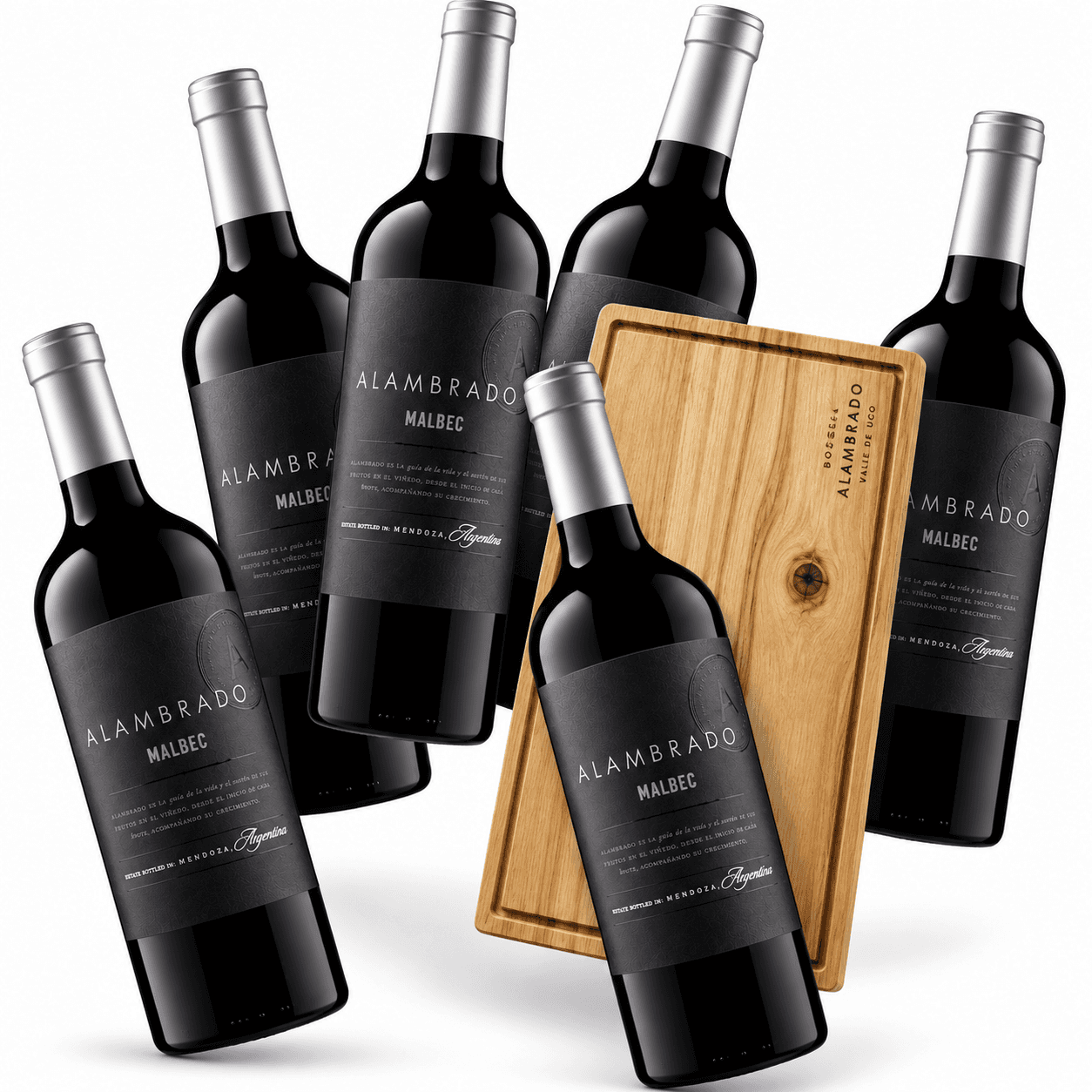 Combo Alambrado Malbec x6 + Tabla de Asado | Regalo