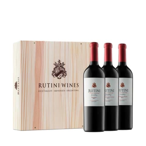 Estuche Madera Rutini Single Vineyard Gualtallary Surtido X3 Botellas