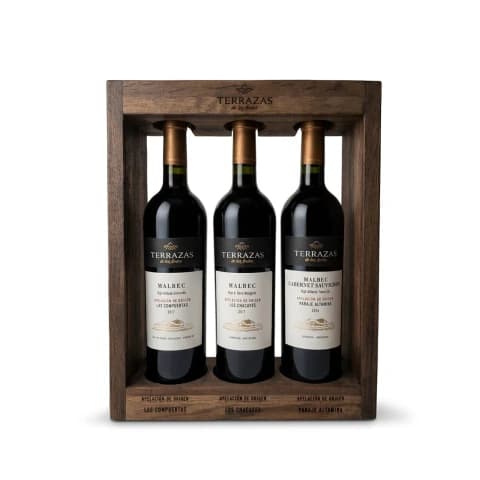 Estuche Madera Terrazas De Los Andes Apelacion De Origen X3 Botellas