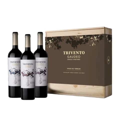 Estuche Madera Trivento Gaudeo Malbec X3 Botellas