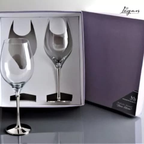 COPON WINE TEMPRANILLO LISO PIERNA DE METAL CAJA REGALO X2 392-L