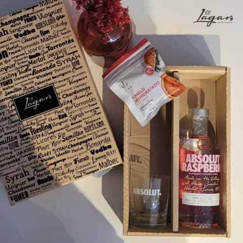 ESTUCHE ABSOLUT RASPBERRY + VASO