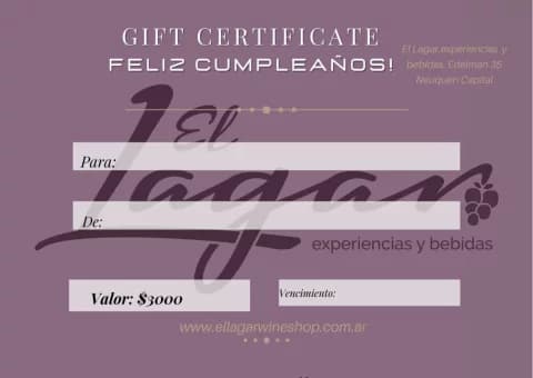 Gift Card FELIZ CUMPLEAÑOS **Leer descripcion**
