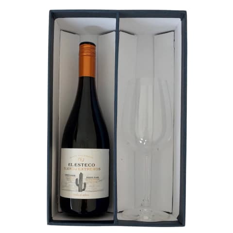 ESTUCHE UN VINO CON 1 COPA – EL ESTECO BLEND DE EXTREMOS PINOT NOIR