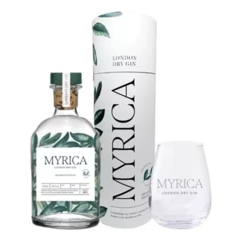 Myrica London Dry Gin, 750 ml, ESTUCHE + Vaso