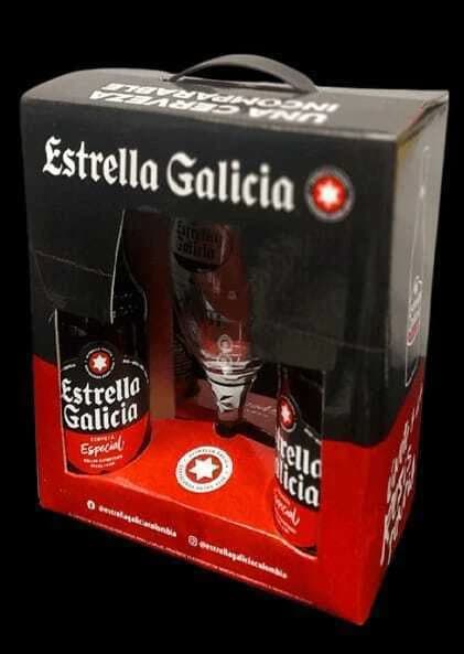 Estrella Galicia estuche +4 x 330cc. + 1 copas