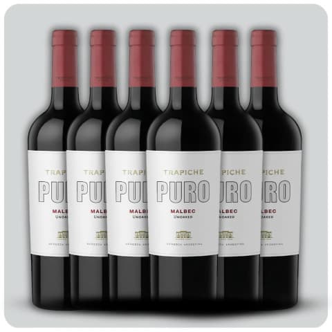 Trapiche PURO Unoaked Malbec - Caja sellada - 6 x 750 cc