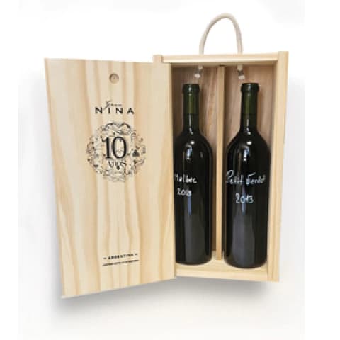 NINA GRAN 10 años x 2u. P.V.-MALBEC c/ estuche madera (7891)